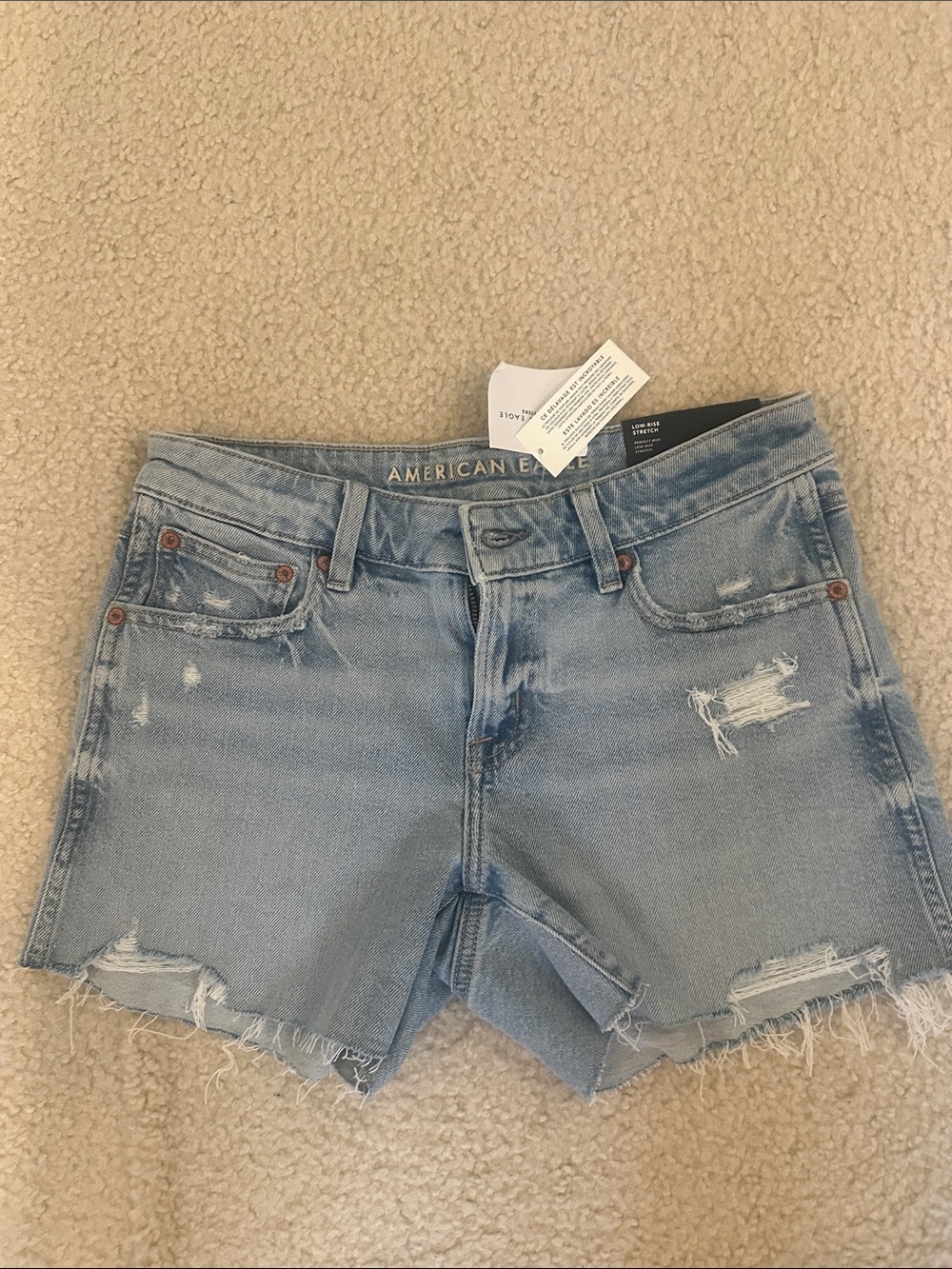 American Eagle Outfitters Light Blue Distressed Jean Shorts